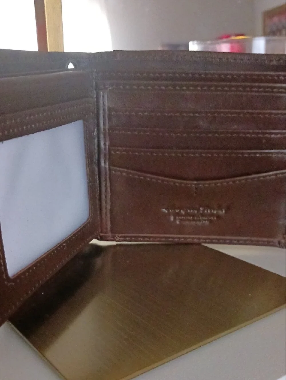 Vintage Humerpaul Brown Genuine Leather Wallet Bifold Multi-Card With Chain